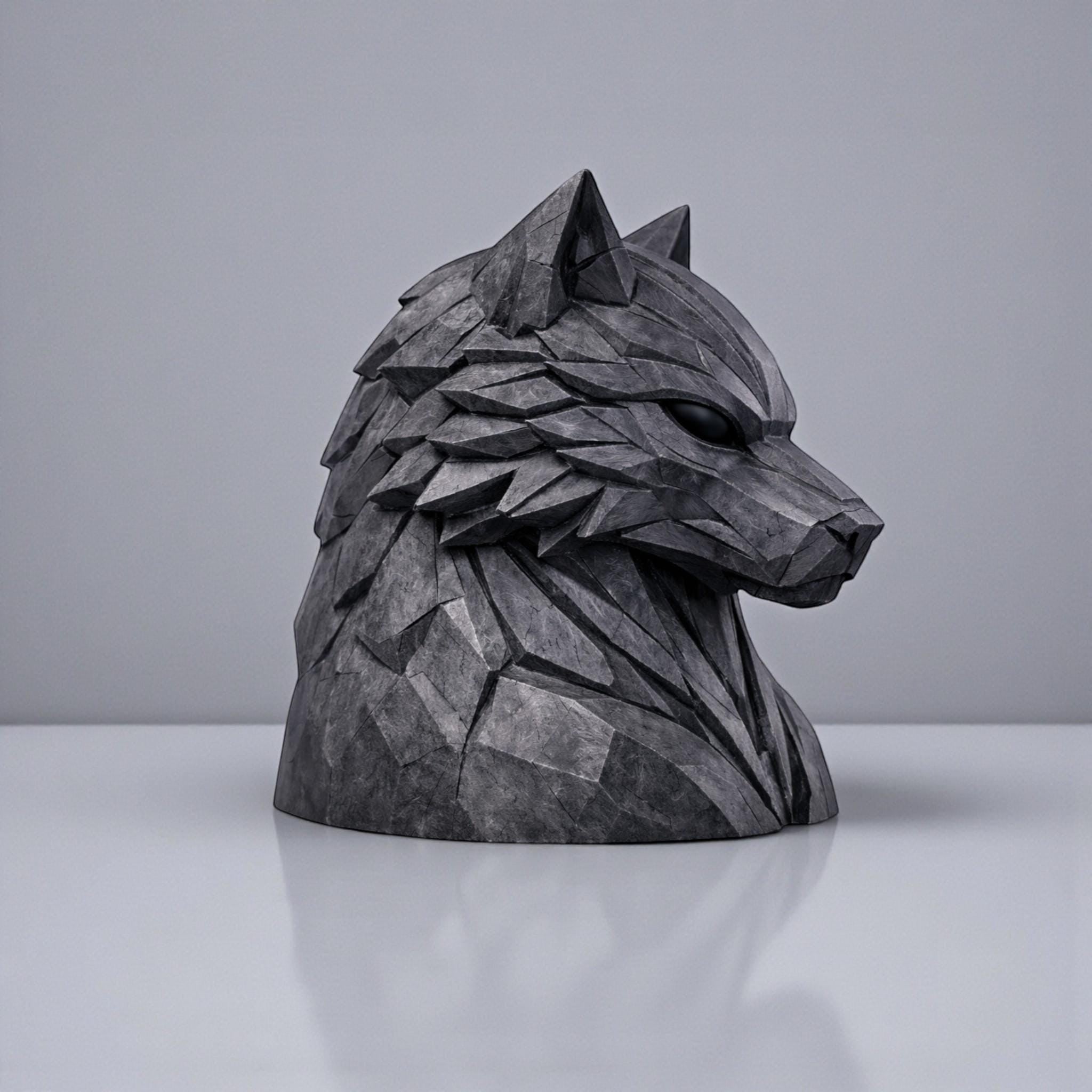 Geometric Wolf Headphone Stand – Compact Low-Poly Desk Organizer – 3D printed headphone stand detail 9