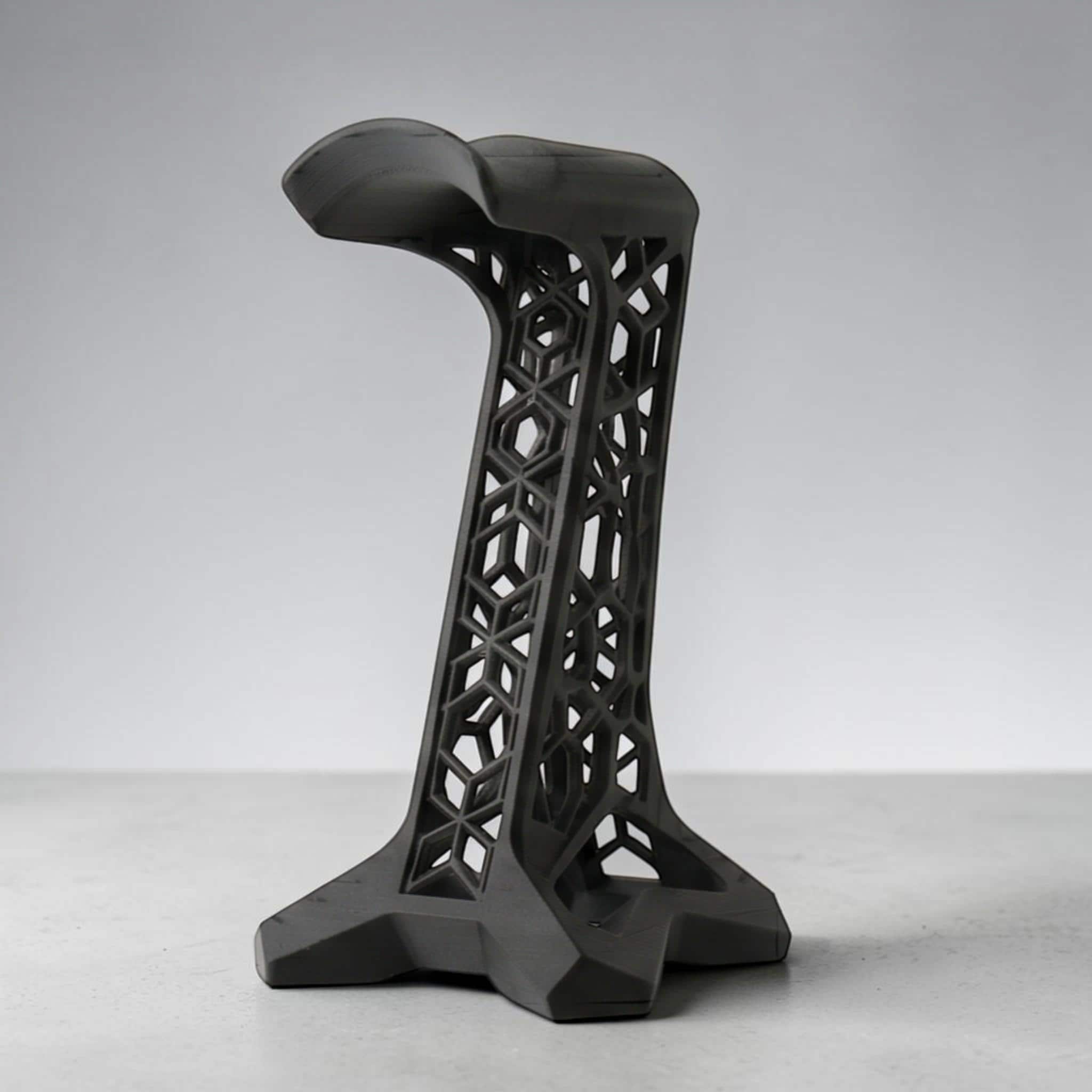Geometric Lattice Headphone Stand – 3D Printed Black Studio Dock – 3D printed headphone stand detail 10