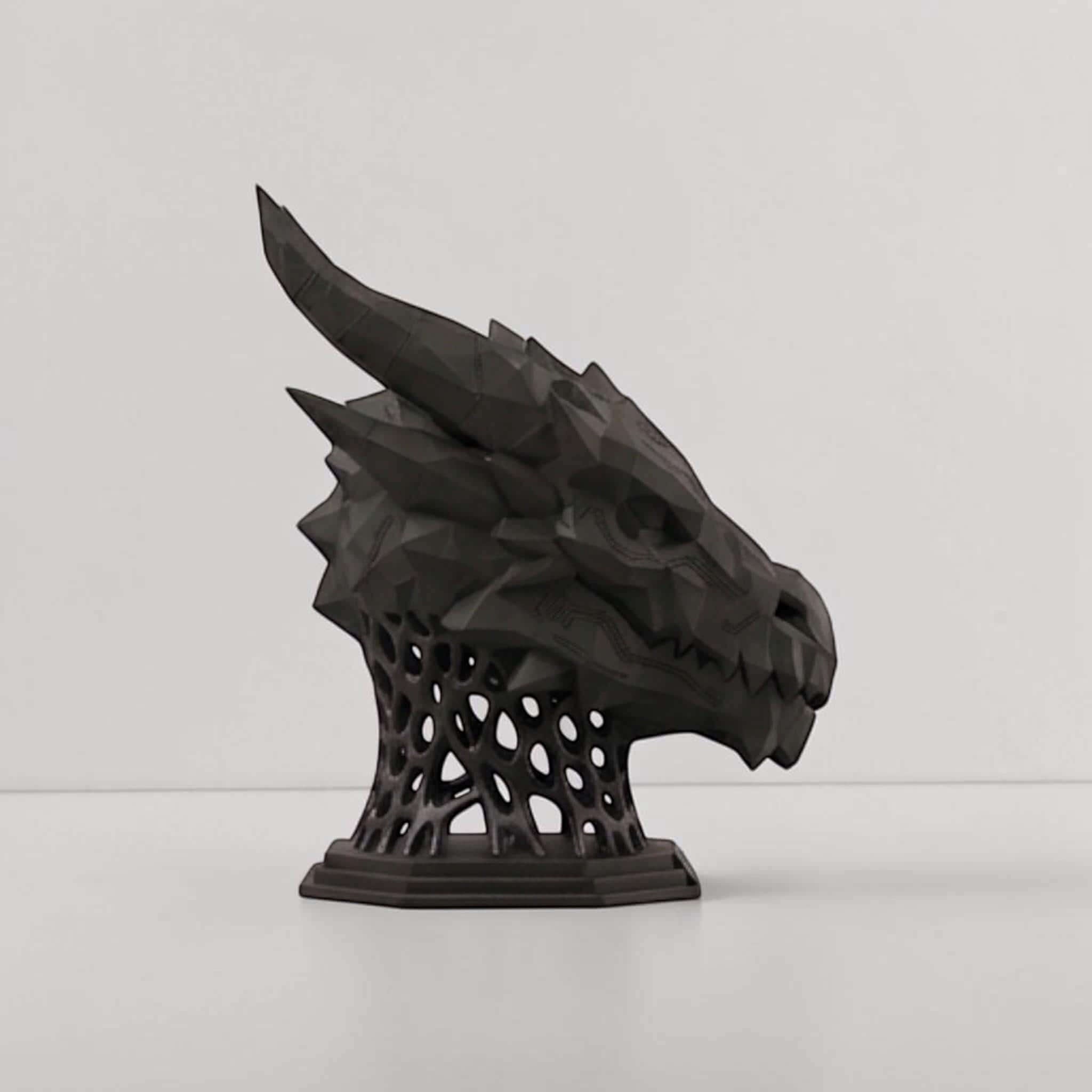 Geometric Dragon Headphone Stand – Matte Black Minimalist Edition – 3D printed headphone stand detail 6