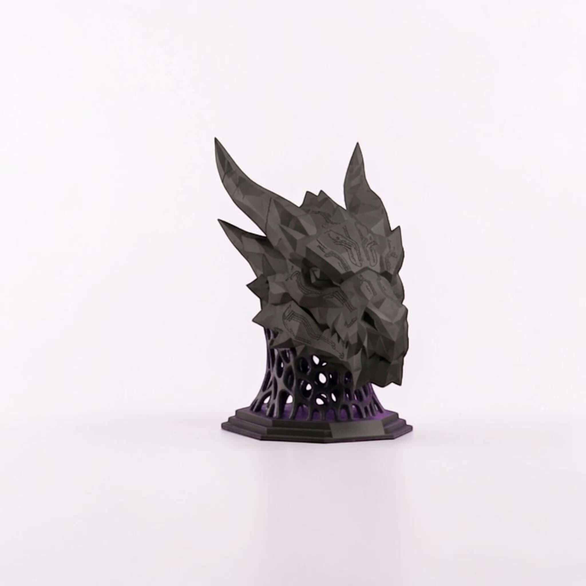 Geometric Dragon Headphone Stand – Matte Black Minimalist Edition – 3D printed headphone stand detail 7