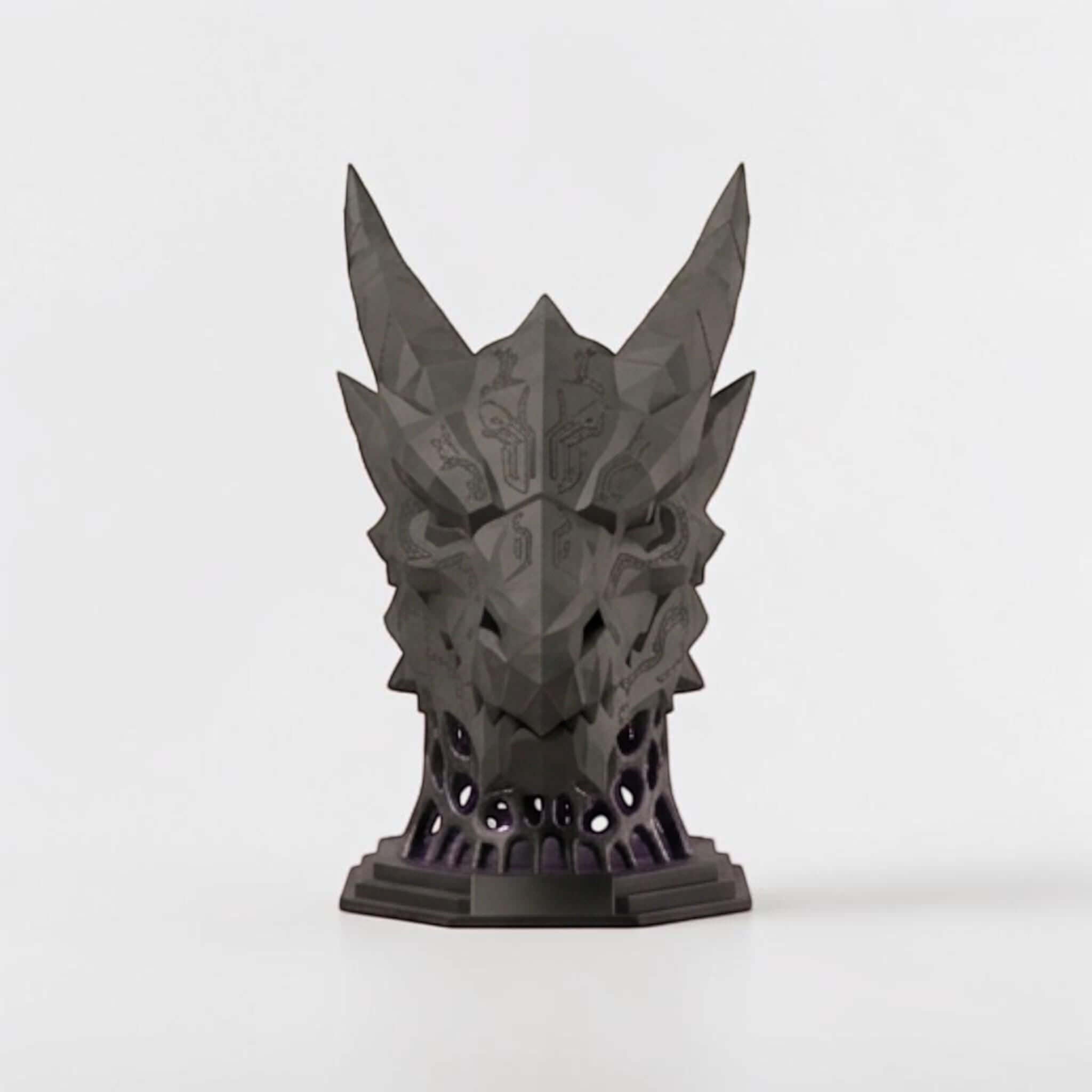 Geometric Dragon Headphone Stand – Matte Black Minimalist Edition – 3D printed headphone stand detail 8