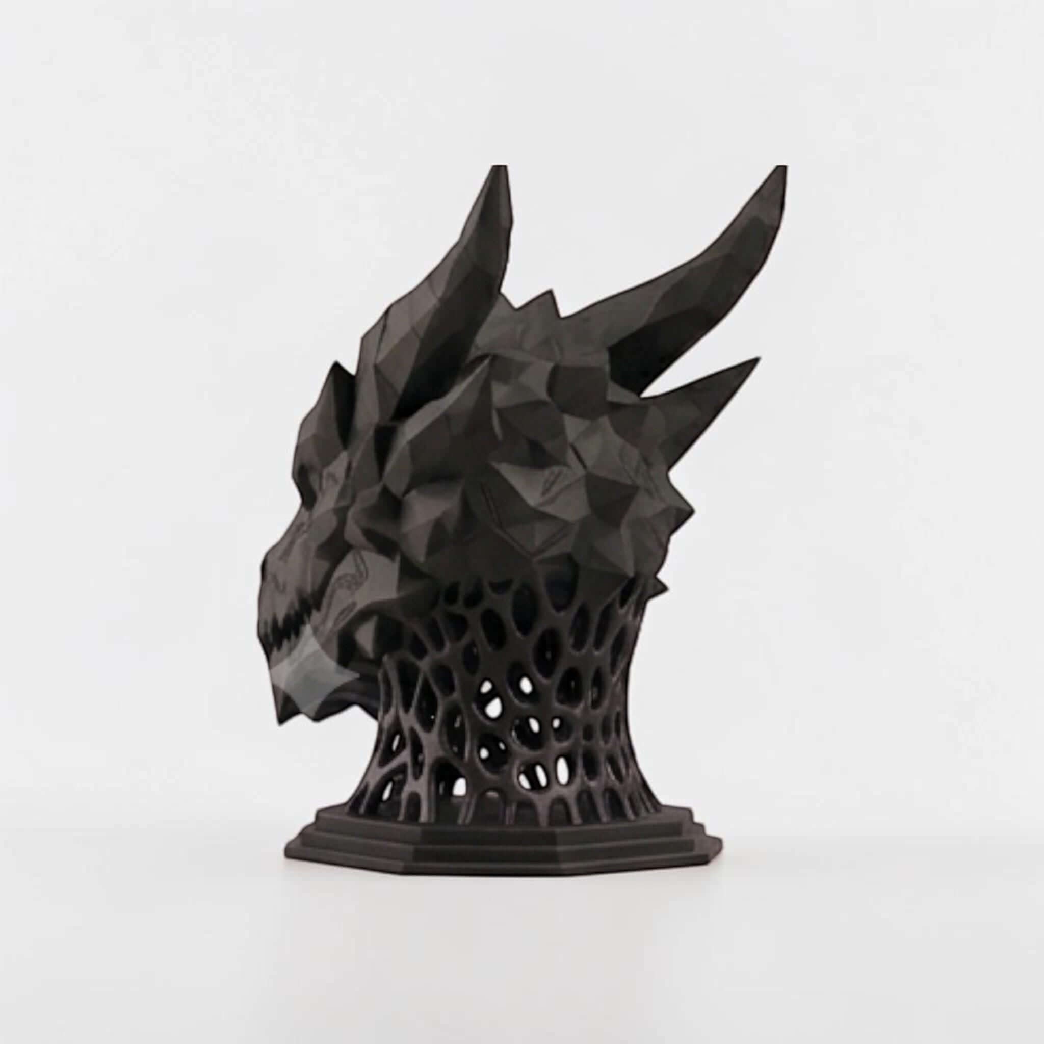 Geometric Dragon Headphone Stand – Matte Black Minimalist Edition – 3D printed headphone stand detail 10