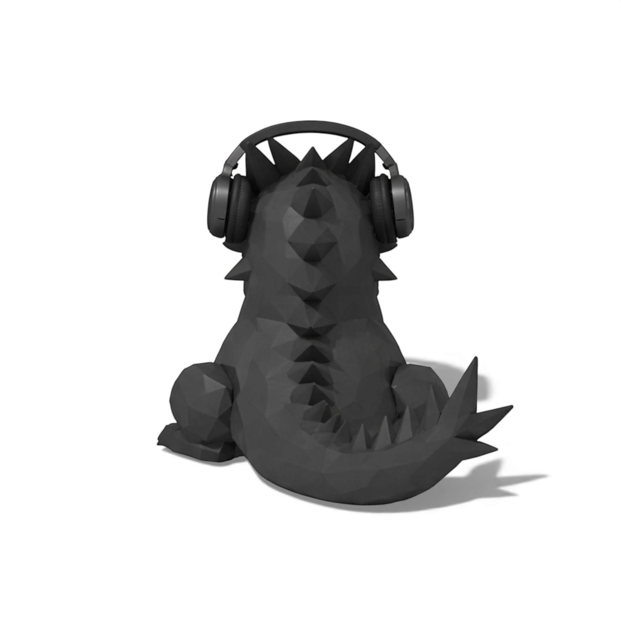 Geometric Dragon Headphone Stand – RGB-Ready Low-Poly Sculpture – 3D printed headphone stand detail 13