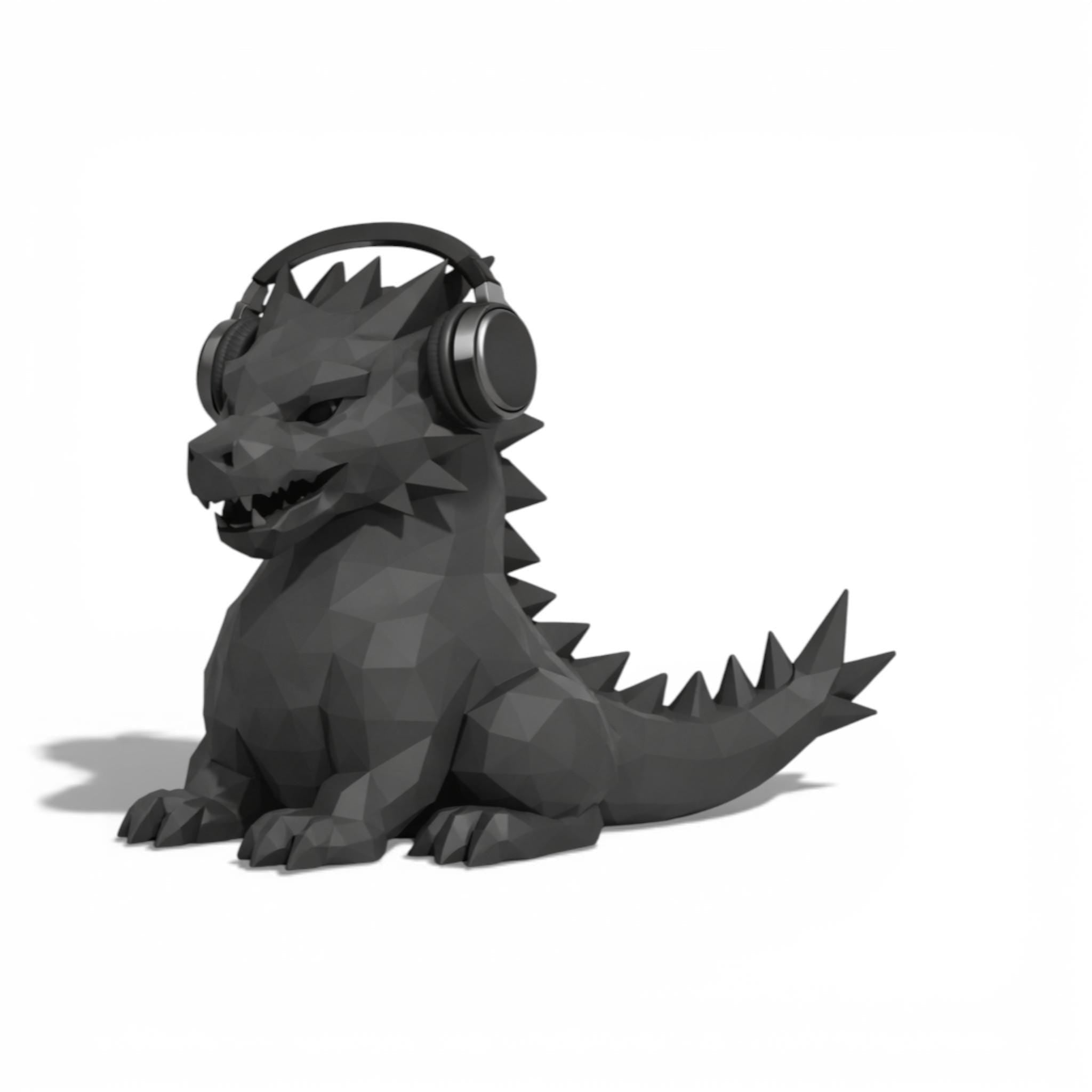 Geometric Dragon Headphone Stand – RGB-Ready Low-Poly Sculpture – 3D printed headphone stand detail 14