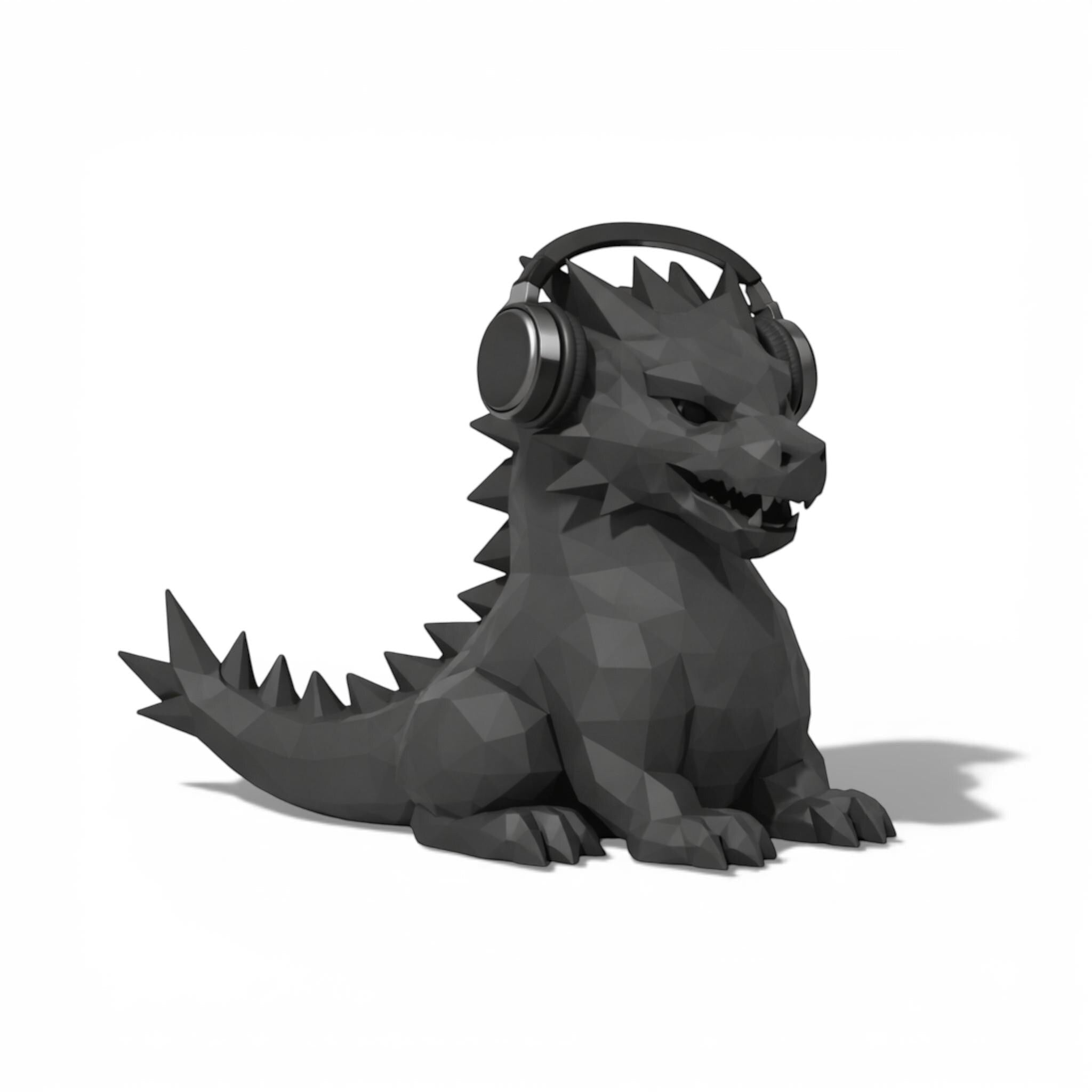 Geometric Dragon Headphone Stand – RGB-Ready Low-Poly Sculpture – 3D printed headphone stand detail 15