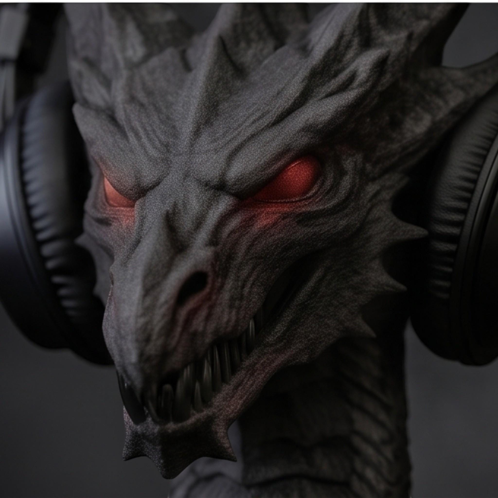 Dragon Headset Holder – Gothic 3D Printed Gaming Desk Stand – 3D printed headphone stand detail 2