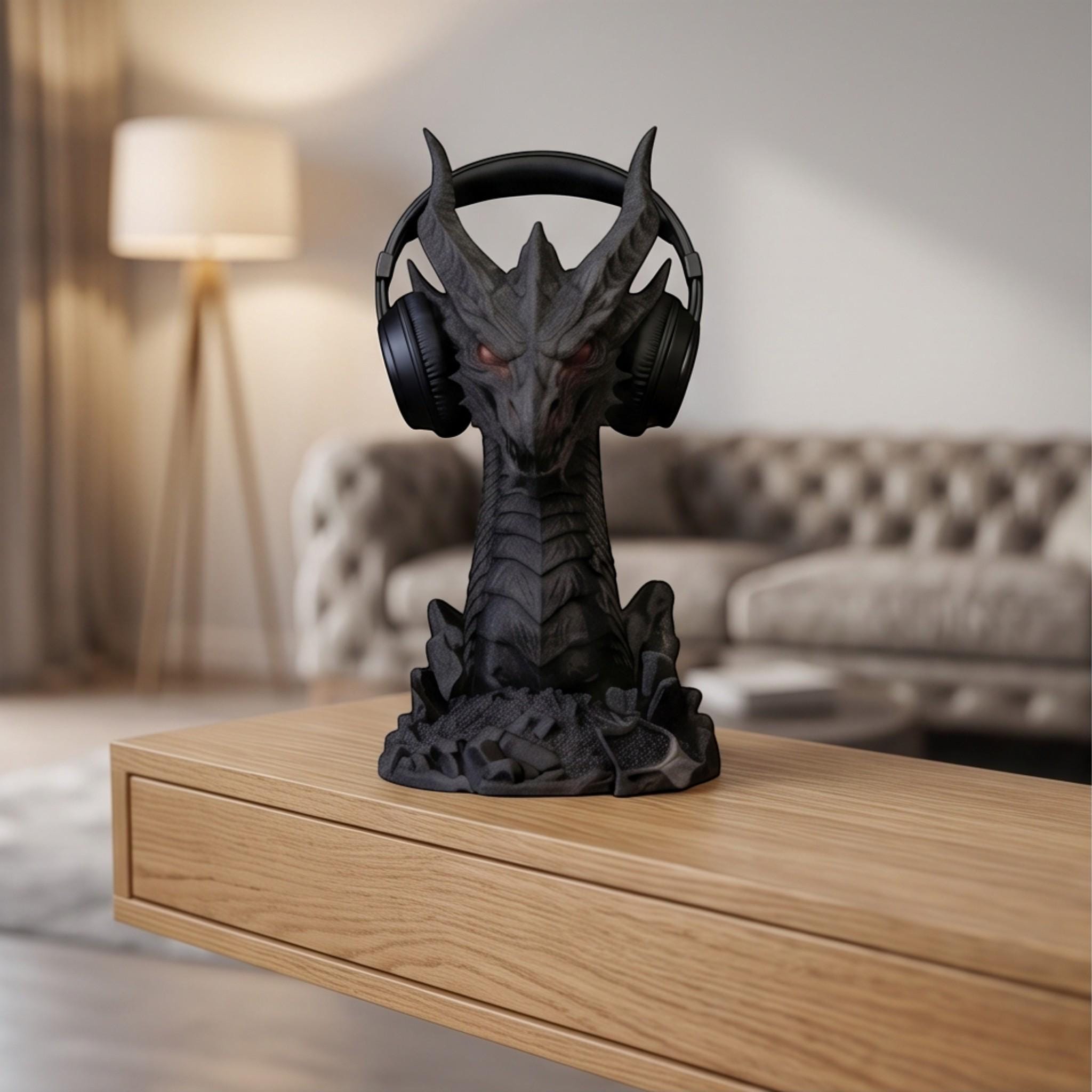 Dragon Headset Holder – Gothic 3D Printed Gaming Desk Stand – 3D printed headphone stand detail 5