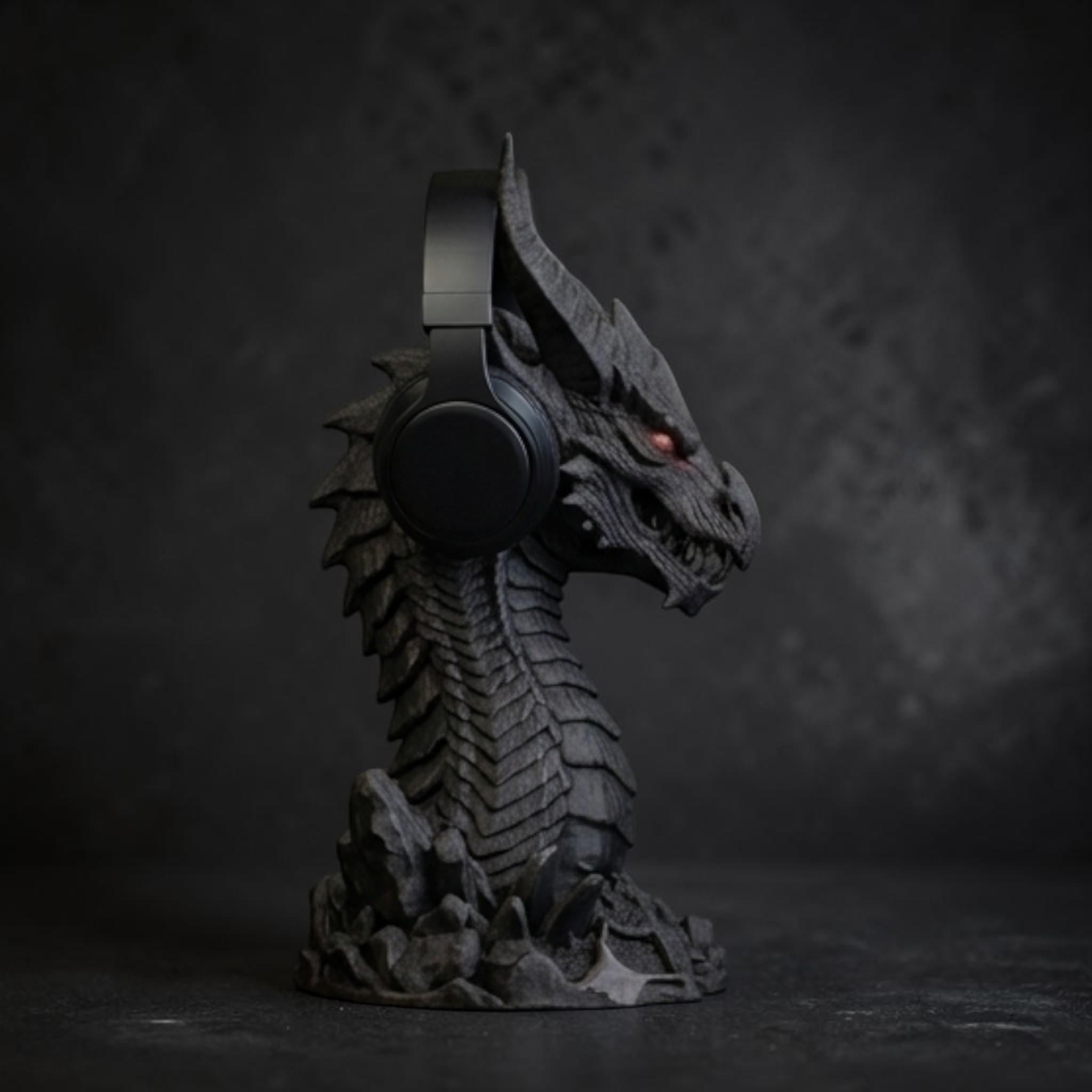 Dragon Headset Holder – Gothic 3D Printed Gaming Desk Stand – 3D printed headphone stand detail 10