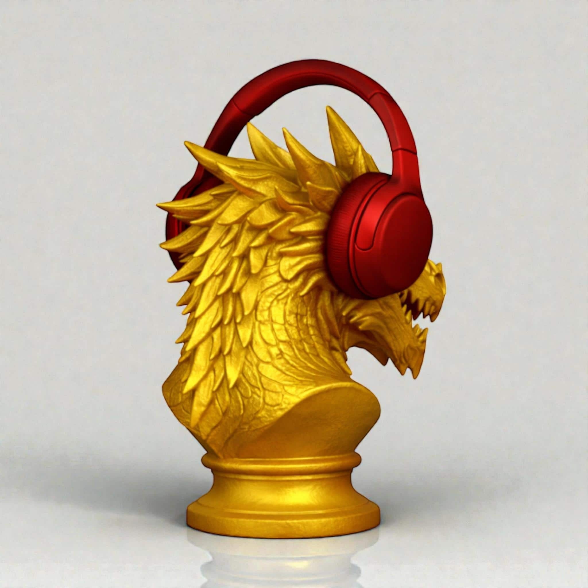 Dragon Bust Headphone Stand – Fantasy Gaming Desk Organizer – 3D printed headphone stand detail 11