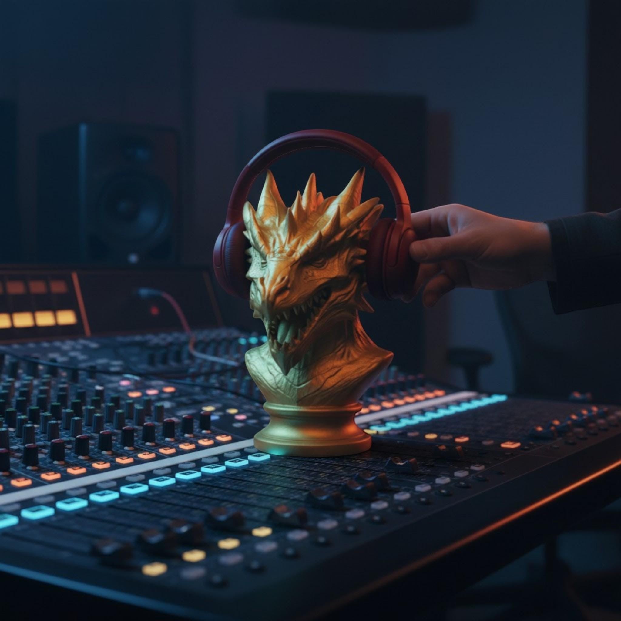 Dragon Bust Headphone Stand – Fantasy Gaming Desk Organizer – 3D printed headphone stand detail 5