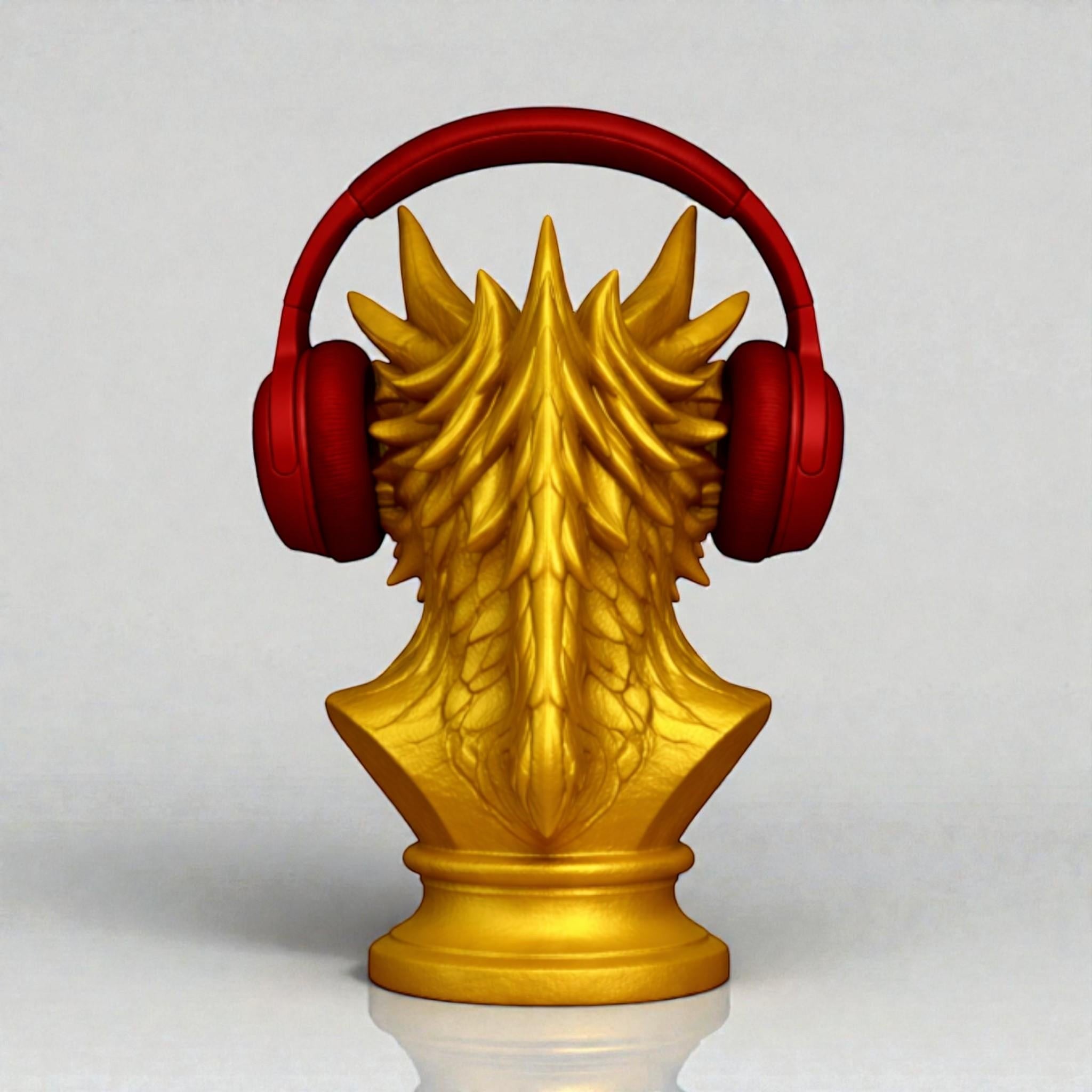Dragon Bust Headphone Stand – Fantasy Gaming Desk Organizer – 3D printed headphone stand detail 10