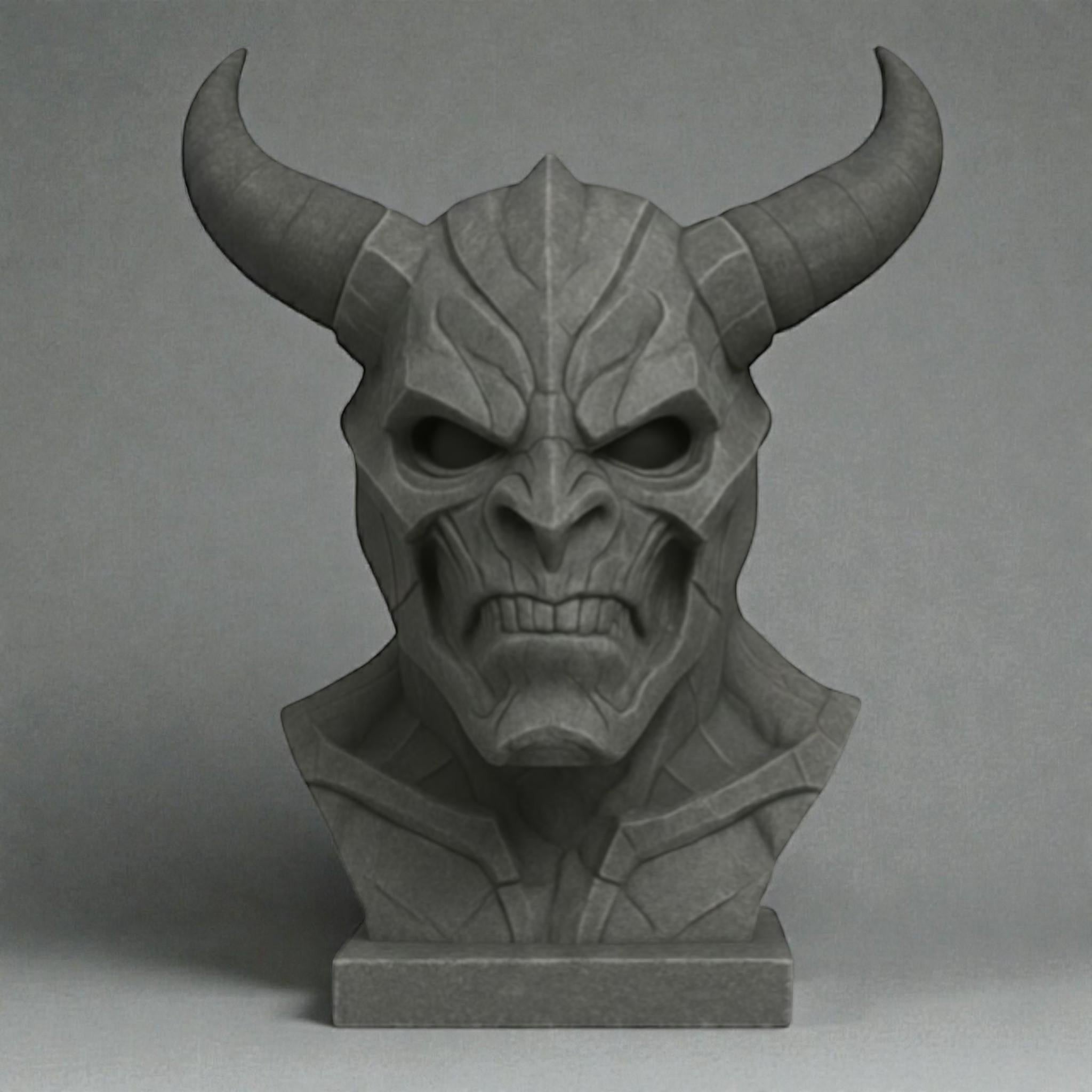 Cyber Demon Headphone Stand – 3D Printed Cyberpunk Bust – 3D printed headphone stand detail 13