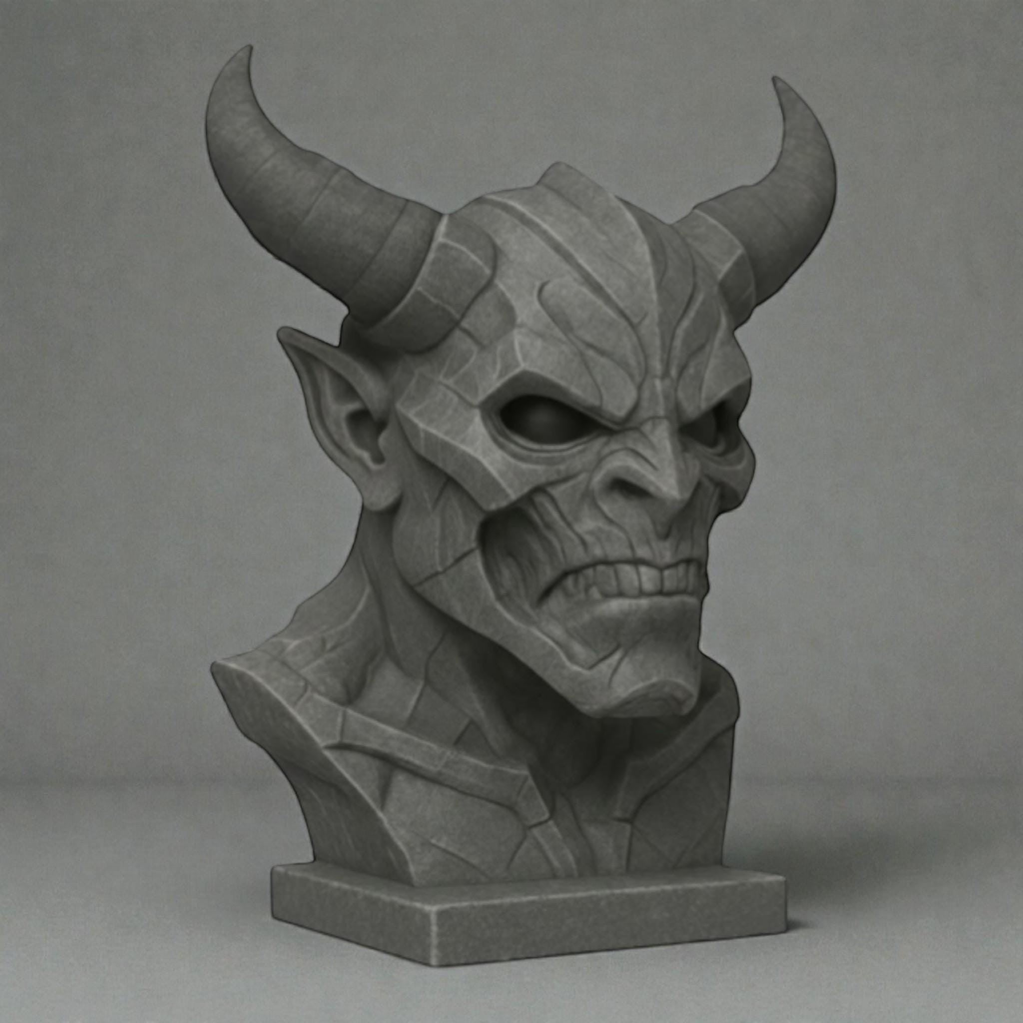 Cyber Demon Headphone Stand – 3D Printed Cyberpunk Bust – 3D printed headphone stand detail 14