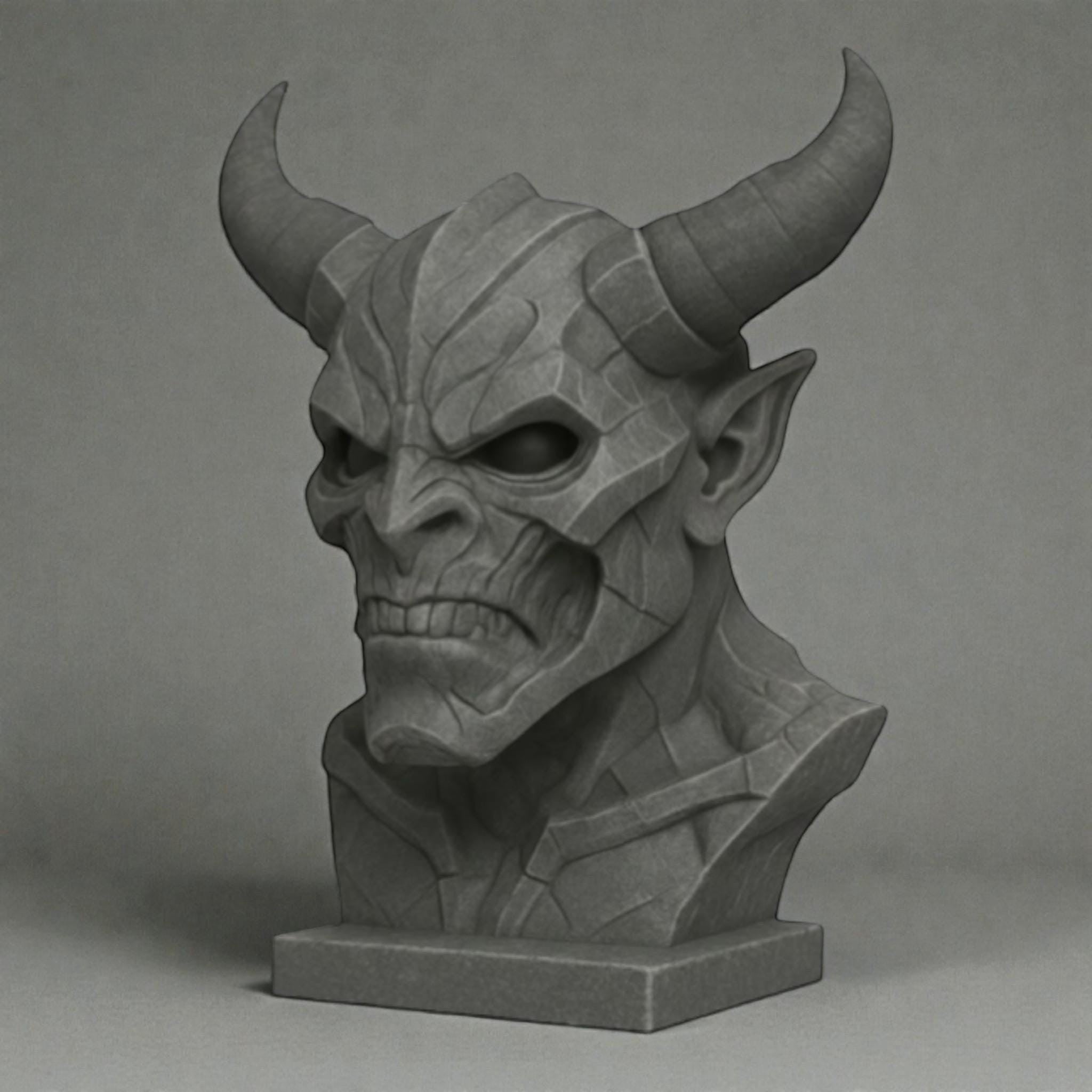 Cyber Demon Headphone Stand – 3D Printed Cyberpunk Bust – 3D printed headphone stand detail 15