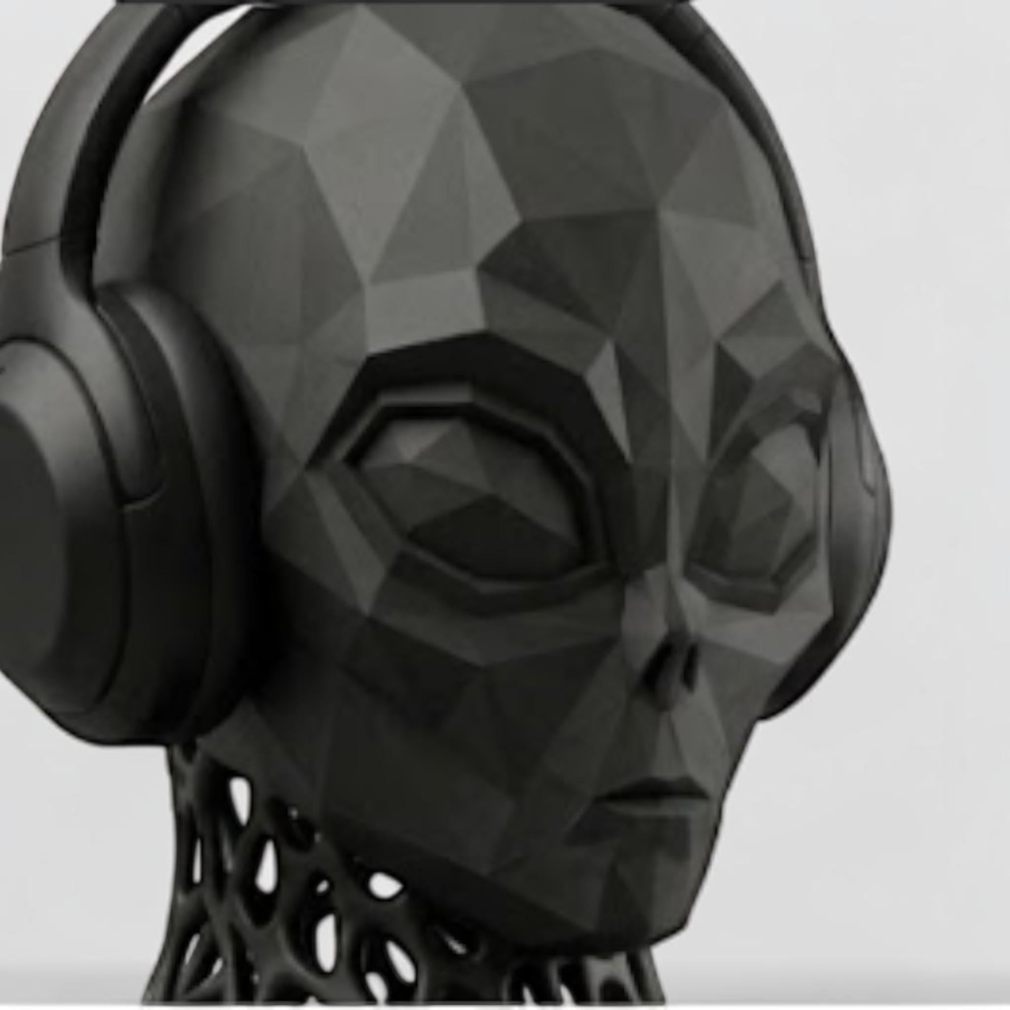 Alien Headphone Stand – Low-Poly Voronoi Neck, Sci-Fi Desk Accessory – 3D printed headphone stand detail 12