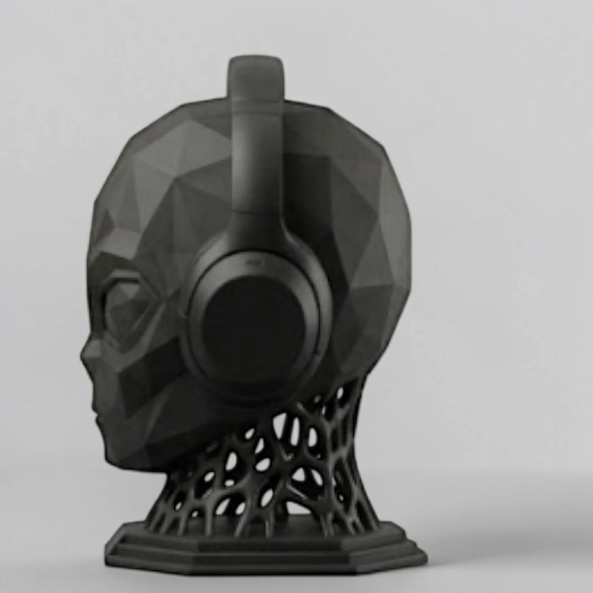 Alien Headphone Stand – Low-Poly Voronoi Neck, Sci-Fi Desk Accessory – 3D printed headphone stand detail 9