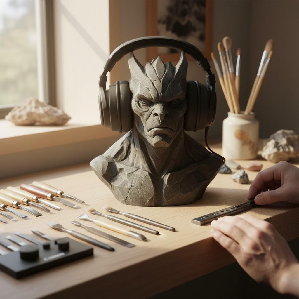 3D Printed Gargoyle Headphone Stand, Gaming Desktop Accessory – 3D printed headphone stand detail 4