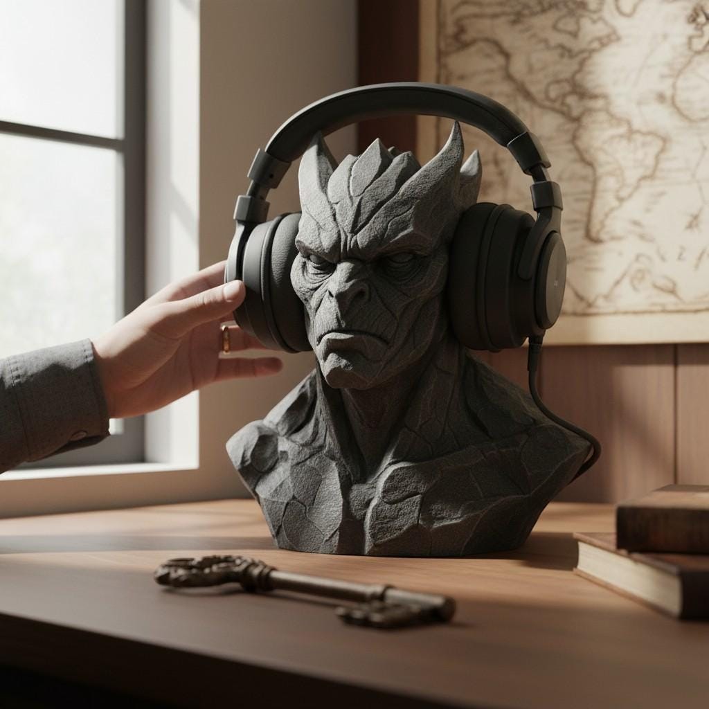 3D Printed Gargoyle Headphone Stand, Gaming Desktop Accessory – 3D printed headphone stand detail 5