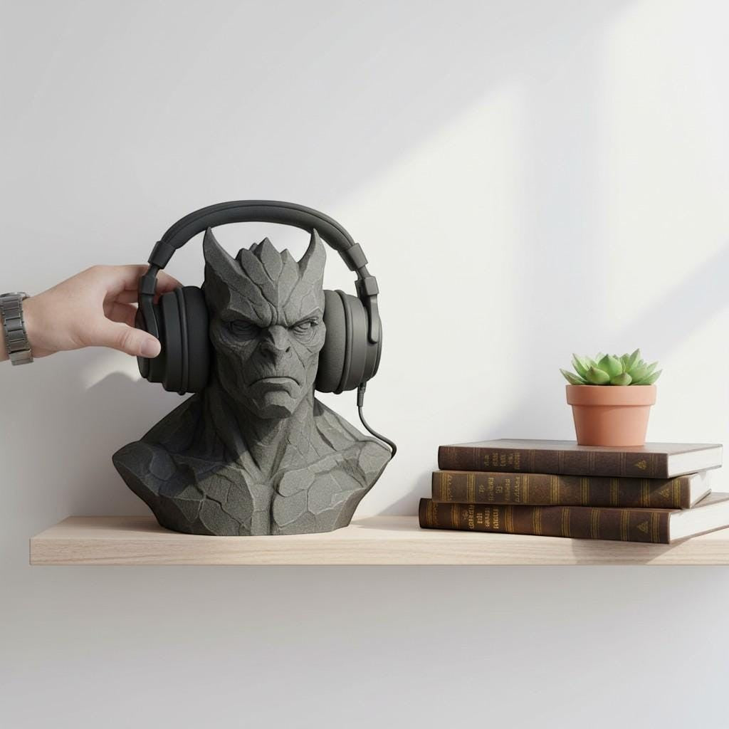 3D Printed Gargoyle Headphone Stand, Gaming Desktop Accessory – 3D printed headphone stand detail 6