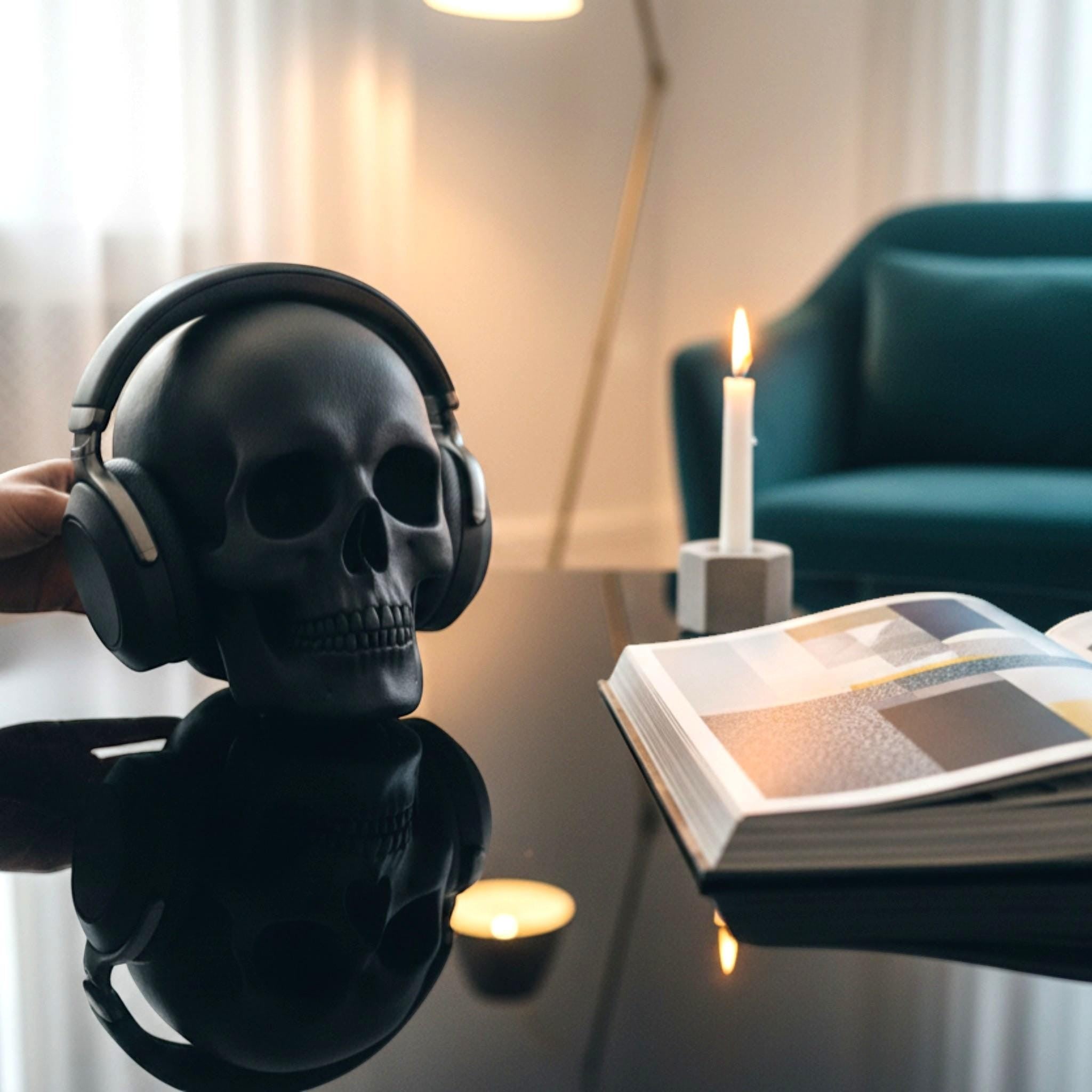 Skull Headphone Stand – Gothic Horror Desk Decor for Gamers – 3D printed headphone stand detail 2