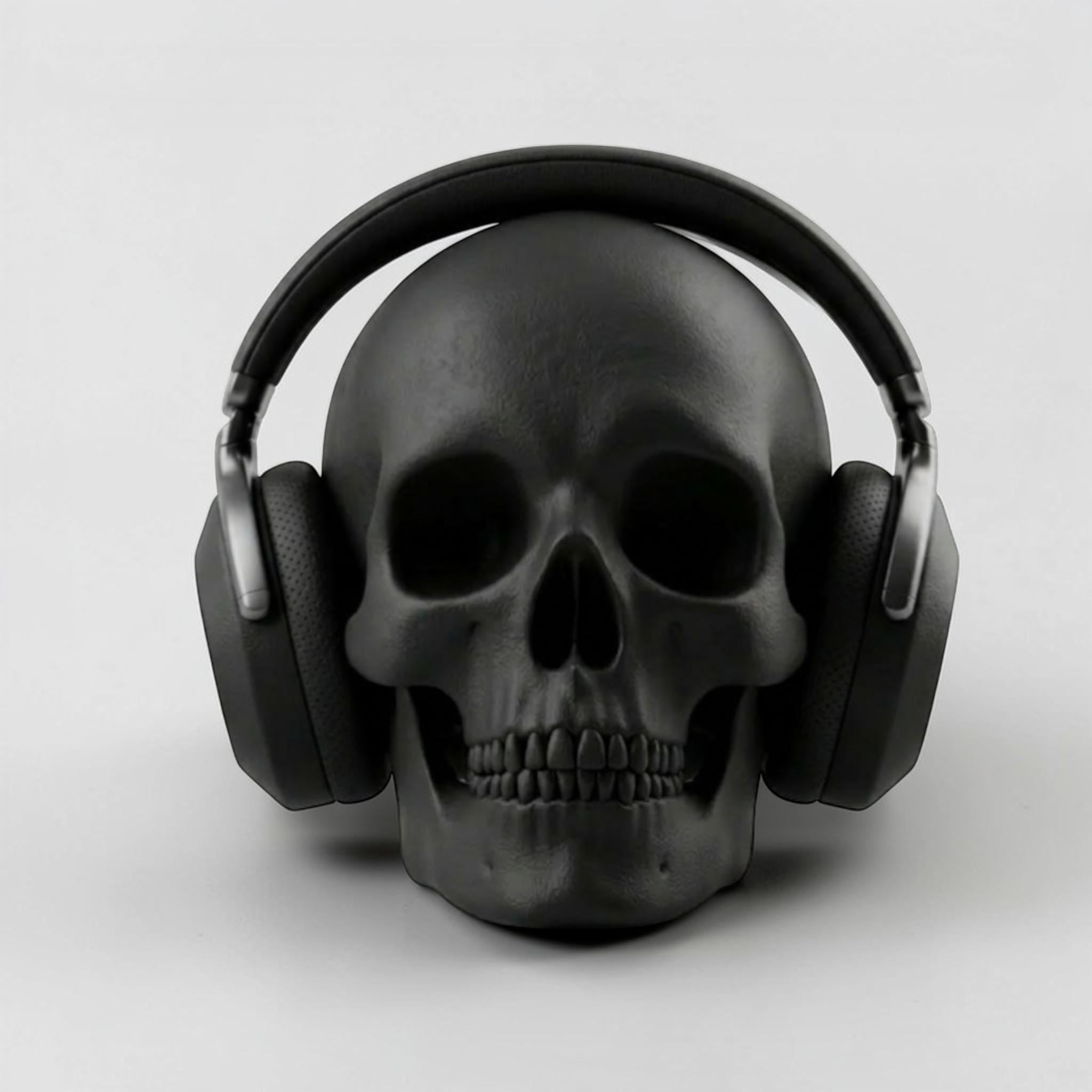 Skull Headphone Stand – Gothic Horror Desk Decor for Gamers – 3D printed headphone stand detail 6